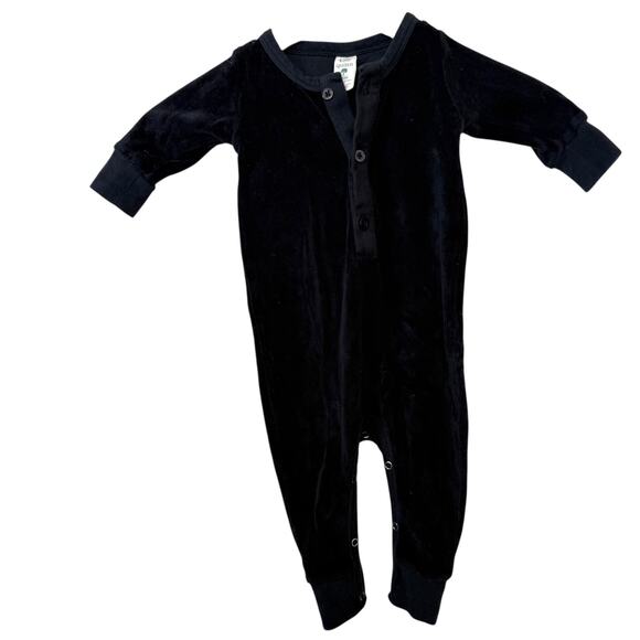 Kate Quinn Long Sleeve Sport Union Suit Velour One Piece Boys Black Size 6-12 M - Picture 1 of 7